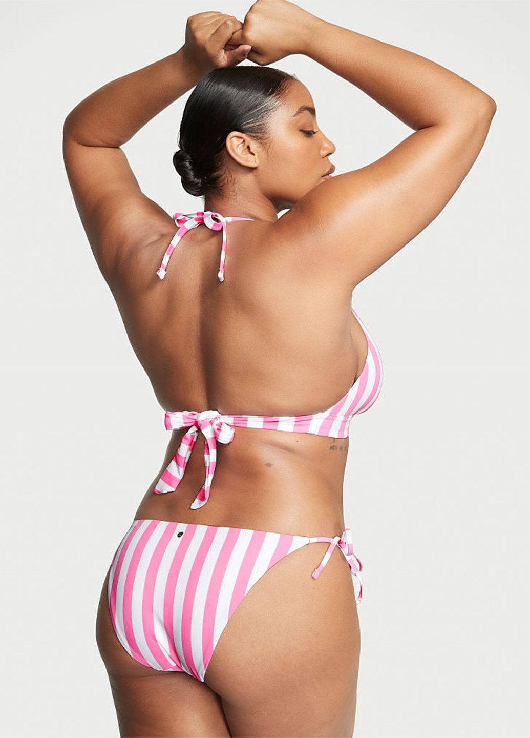Розовый летний купальник (лиф, трусы) раздельный, бикини, халтер Victoria's Secret