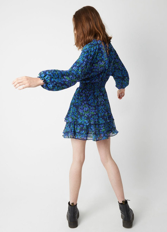 Синя кежуал плаття жіноче міні lobelia Berni Fashion з квітковим принтом