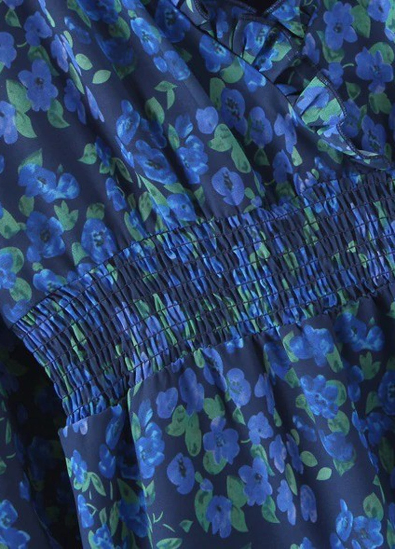 Синее кэжуал платье женское мини lobelia Berni Fashion с цветочным принтом