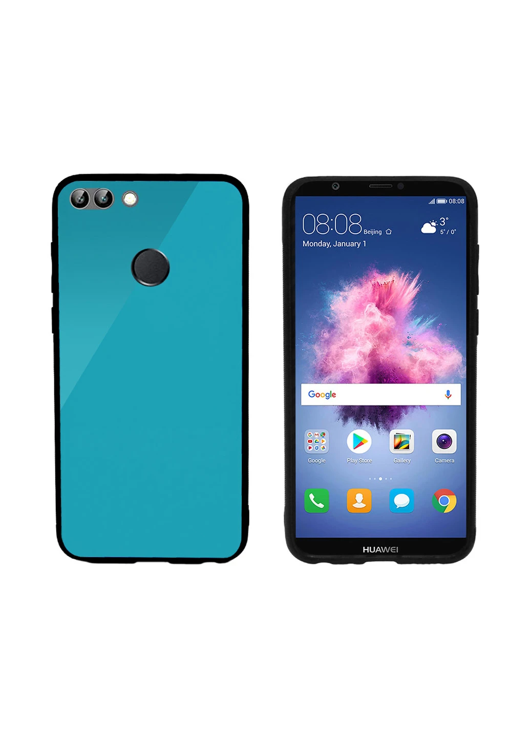 Чехол (Real Glass) для Huawei P Smart (синий) Intaleo для Huawei P Smart (синий) (131340202)