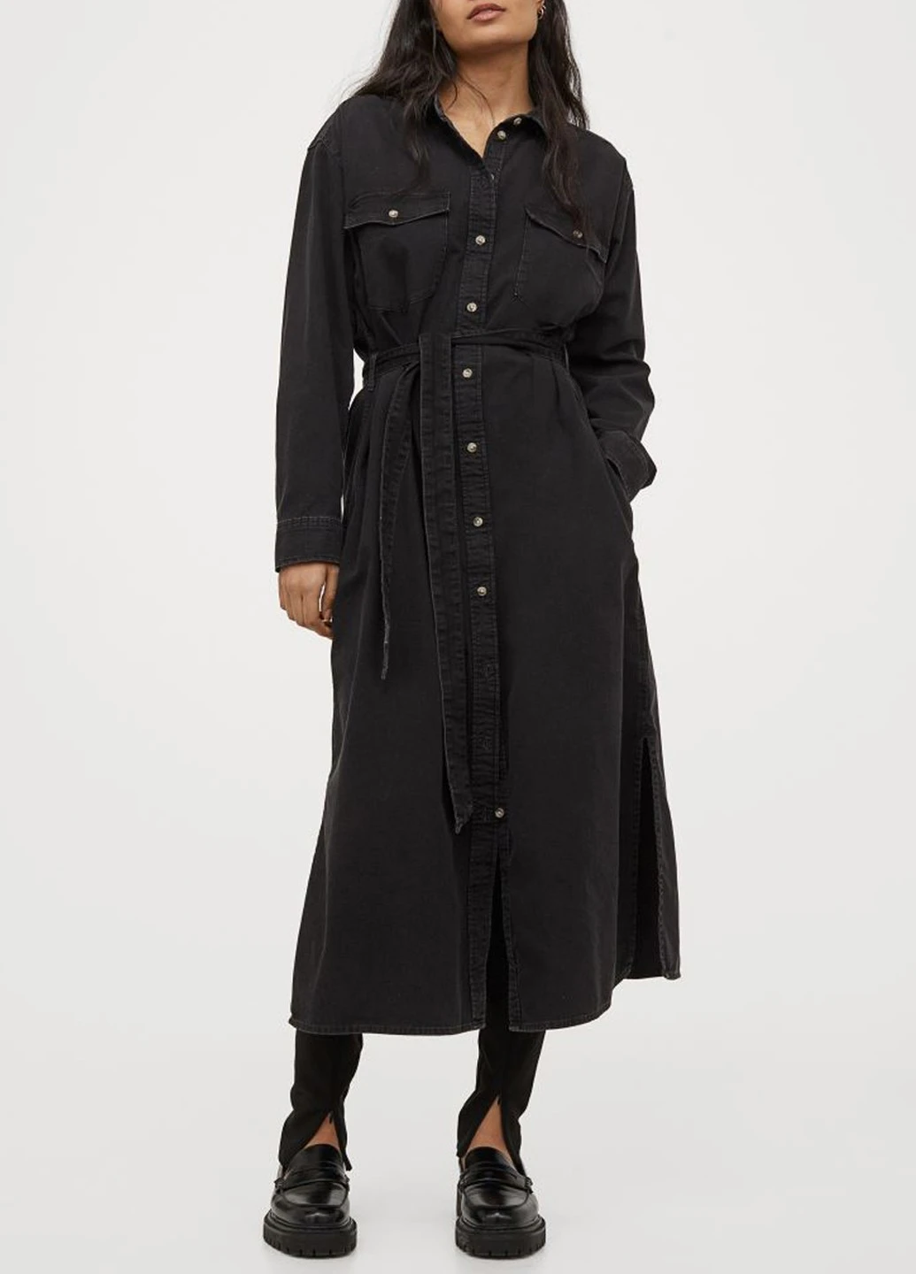 Черное джинсовое платье H&M однотонное