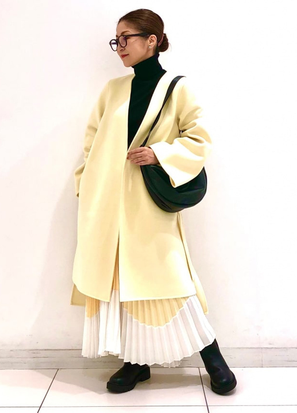 Светло-желтое демисезонное Пальто Uniqlo