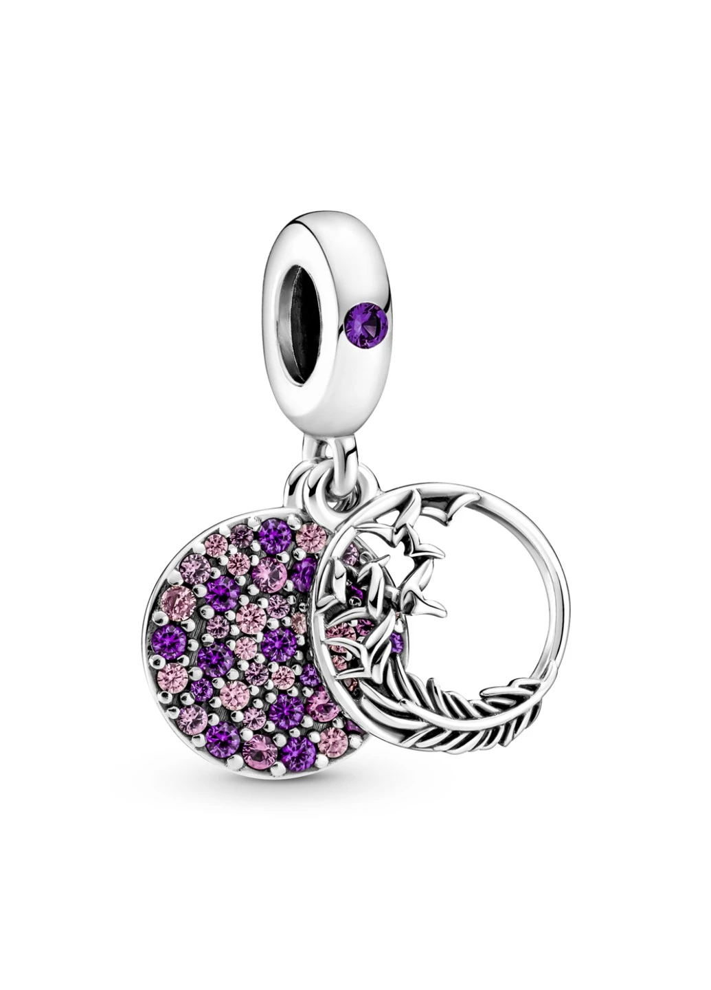 Срібний намистина для браслета Пандора Pavé Feather Dangle Charm No Brand (252432833)
