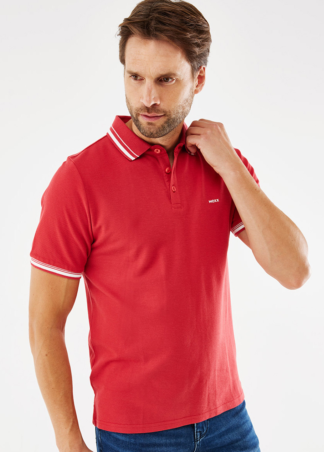 Красная футболка-поло для мужчин Mexx с логотипом