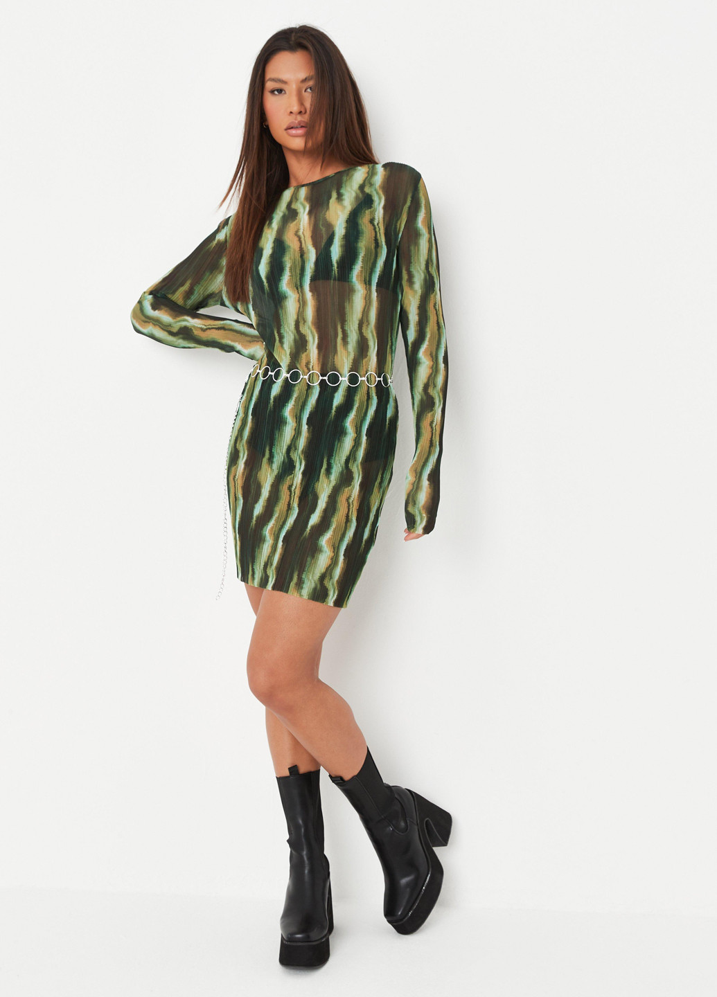 Темно-зеленое кэжуал платье Missguided с абстрактным узором
