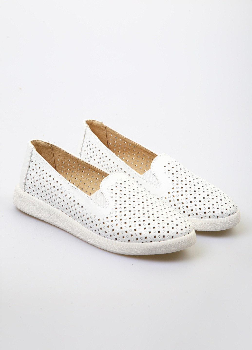 Белые слипоны No Brand с перфорацией однотонные