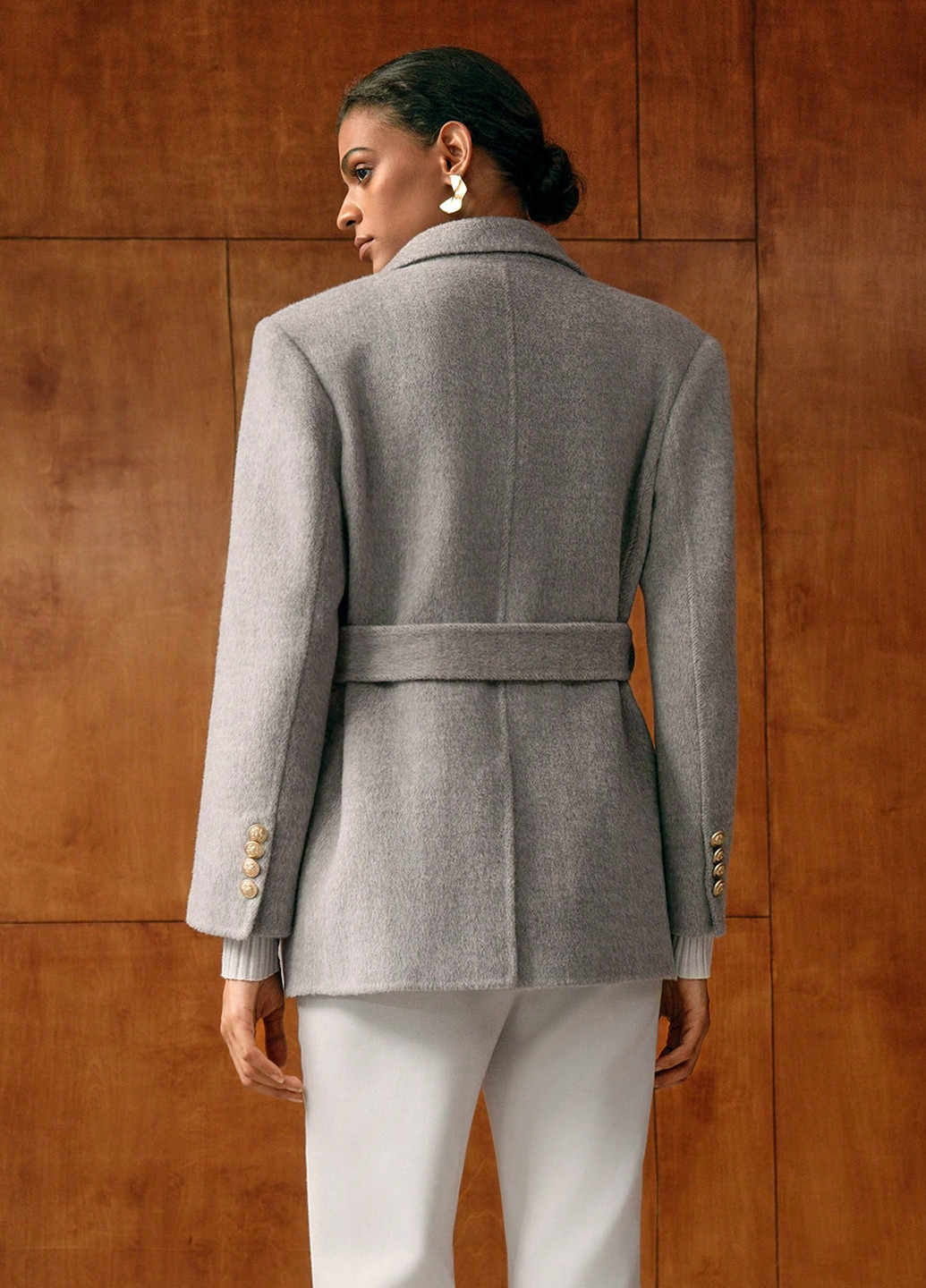 Світло-сіре Кежуал напівпальто двобортне SHEIN меланж