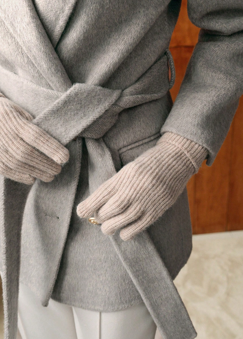 Світло-сіре Кежуал напівпальто двобортне SHEIN меланж