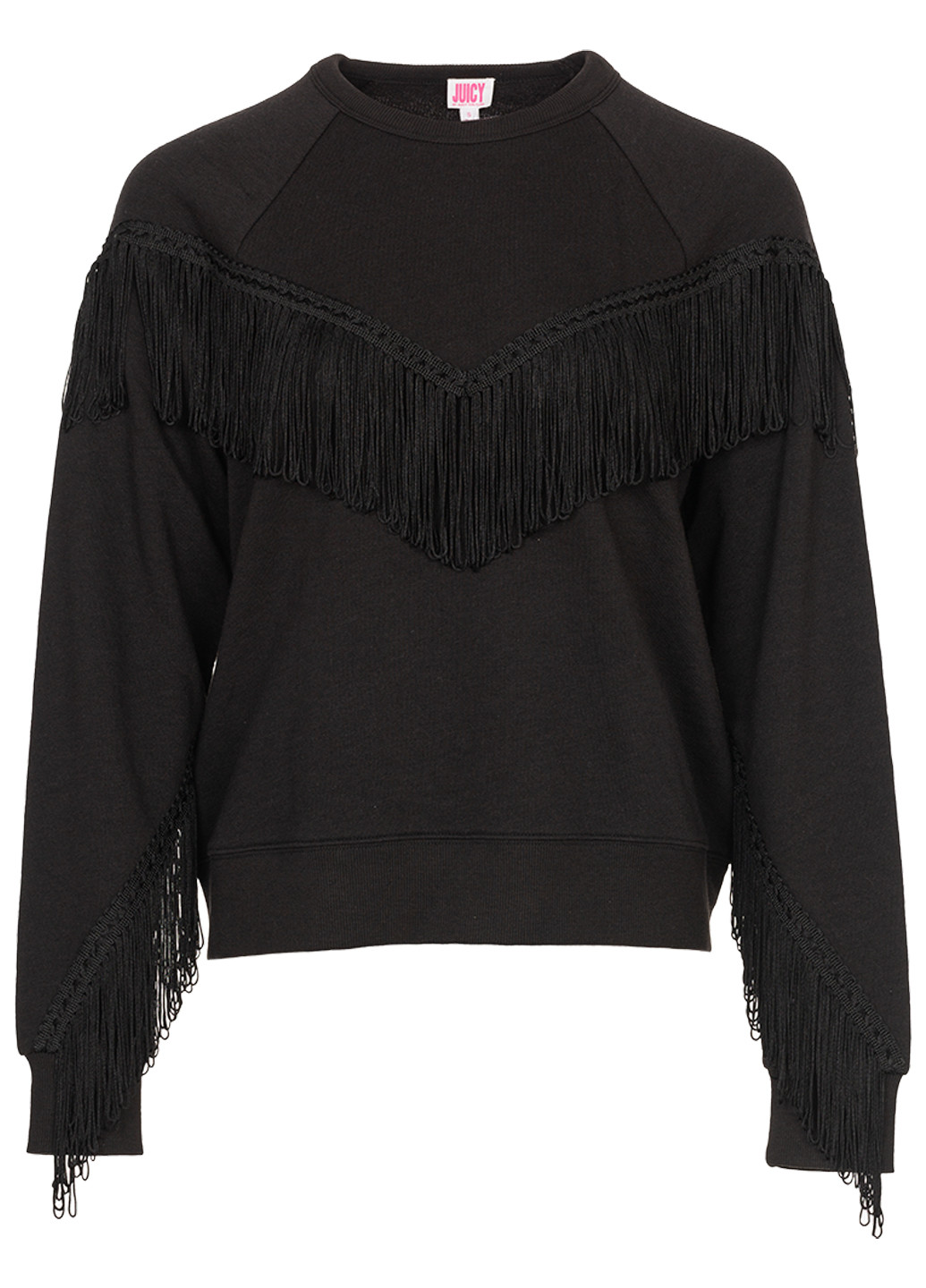 Чорний демісезонний жіночий светр з бахромою джемпер Juicy Couture