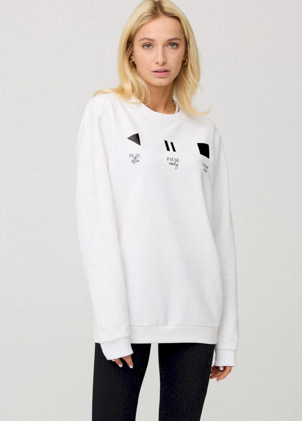 Білий свитшот женский oversize /no flis/ YAPPI (254658759)
