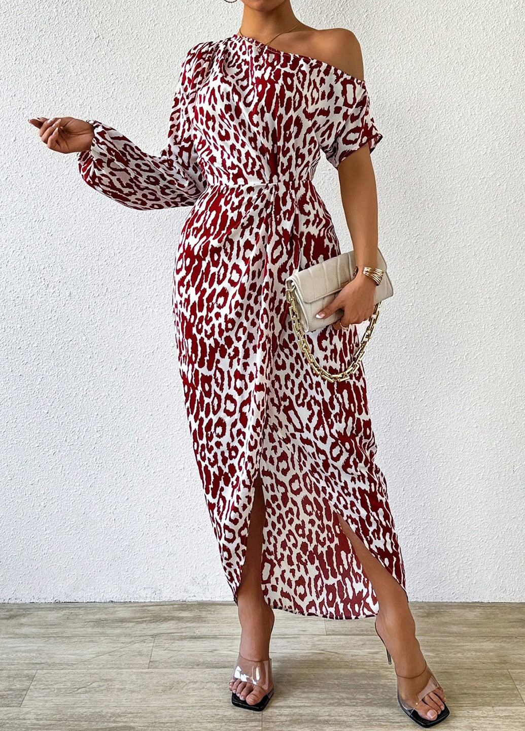 Комбінована кежуал сукня на запах SHEIN леопардовий