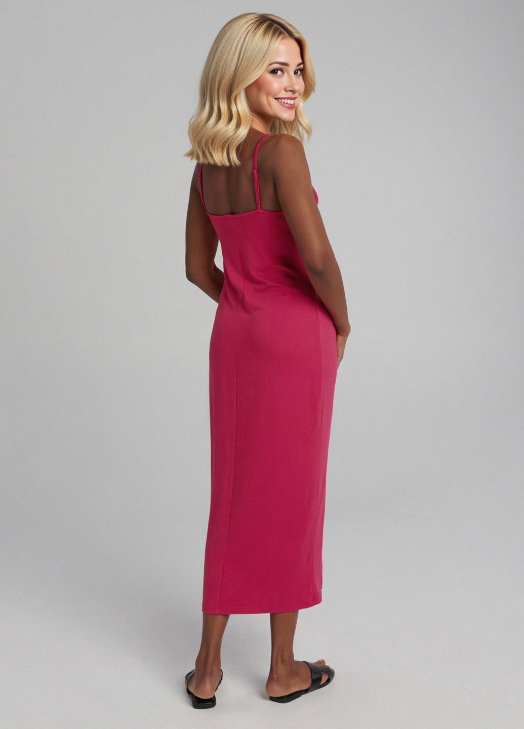 Фуксиновое (цвета Фуксия) кэжуал платье Sinsay однотонное