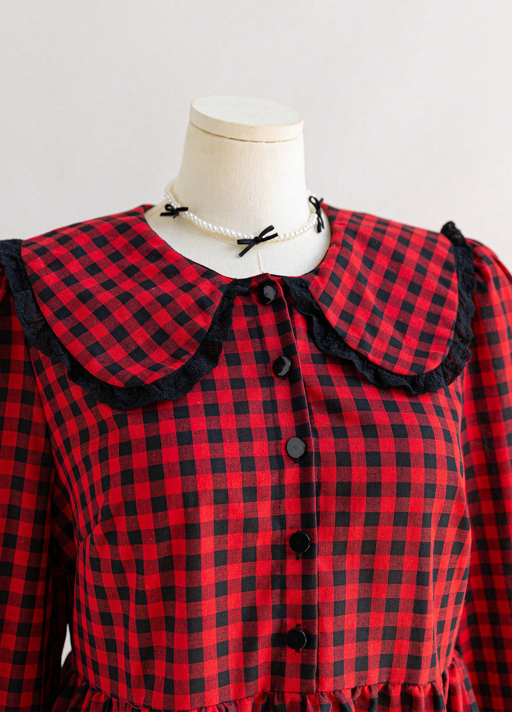 Червона кежуал сукня з спідницею-сонце, сукня-сорочка SHEIN в клітинку