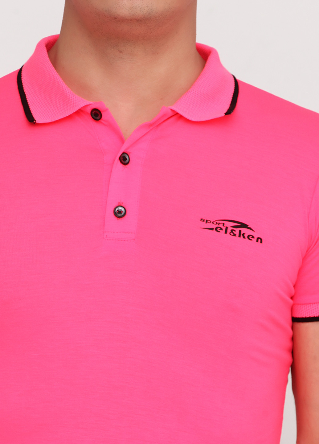 Кислотно-розовая футболка-поло для мужчин EL & KEN с логотипом