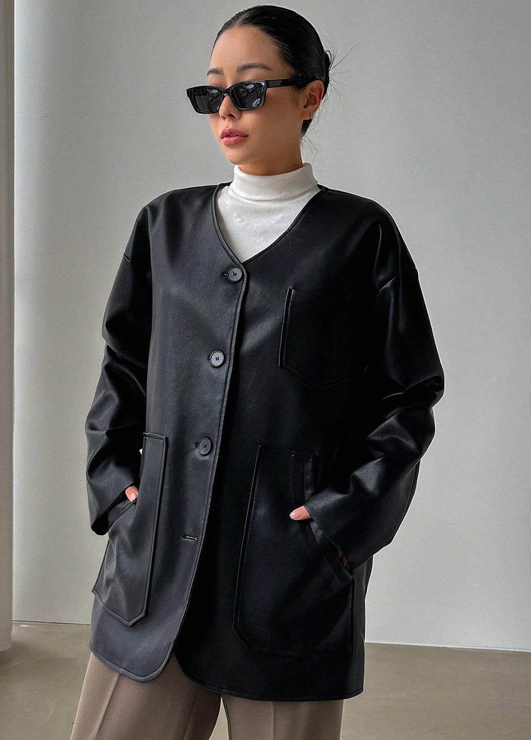 Чорна демісезонна куртка куртка-піджак SHEIN