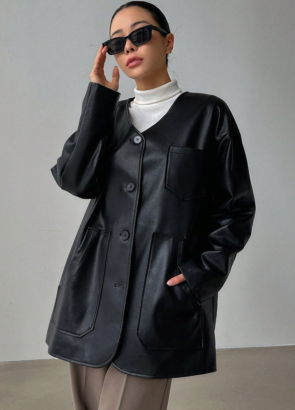 Чорна демісезонна куртка куртка-піджак SHEIN