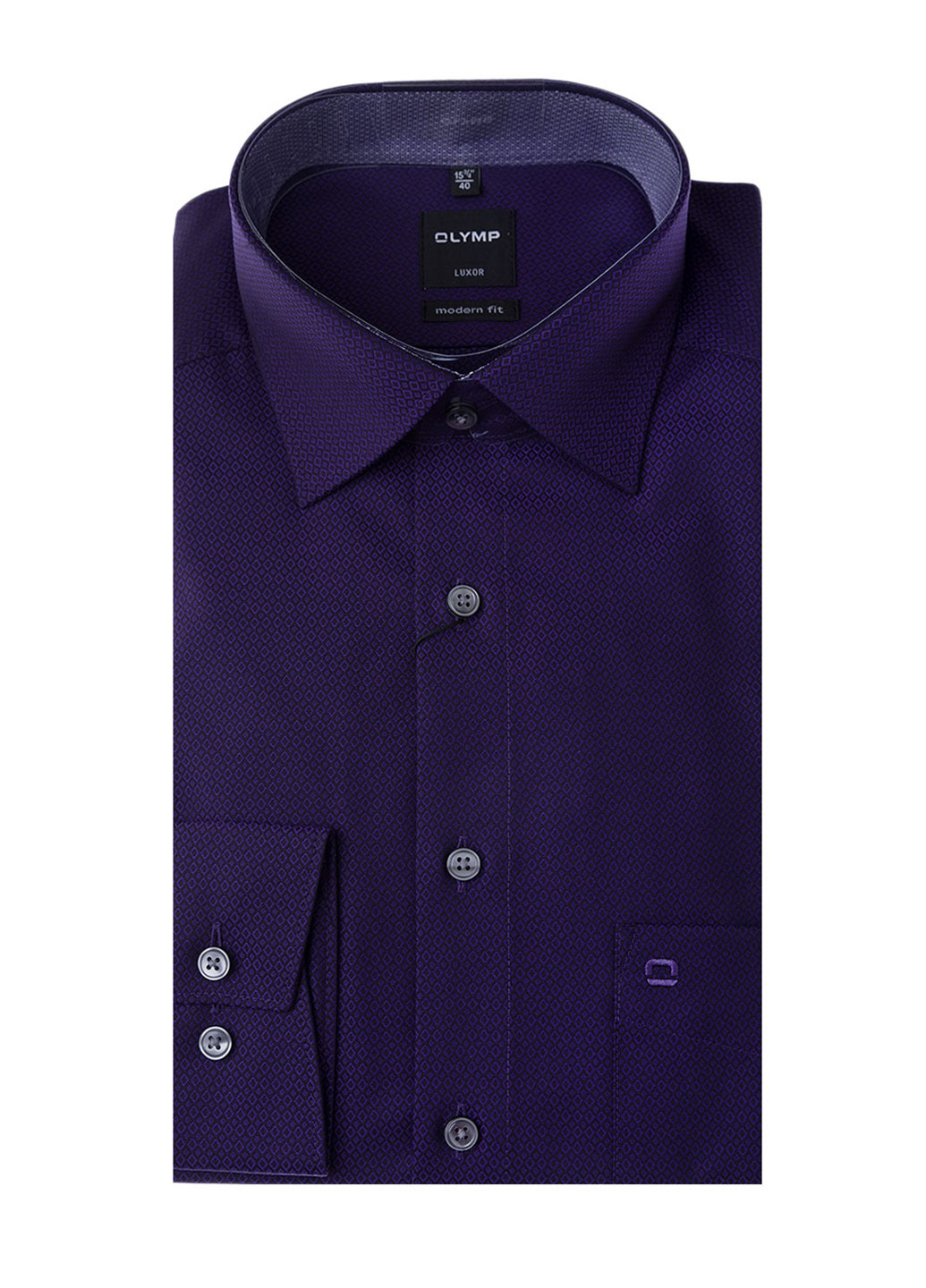 Темно-фиолетовая кэжуал рубашка с геометрическим узором Olymp