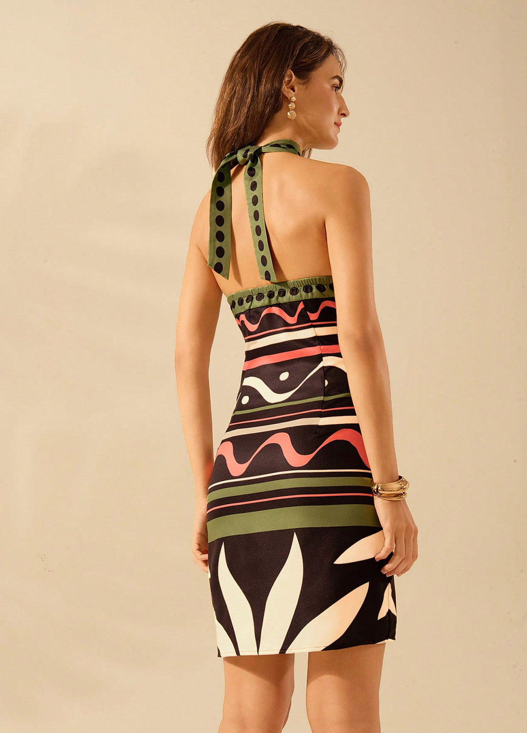 Комбінована кежуал сукня а-силует, з відкритими плечима, з відкритою спиною SHEIN з малюнком