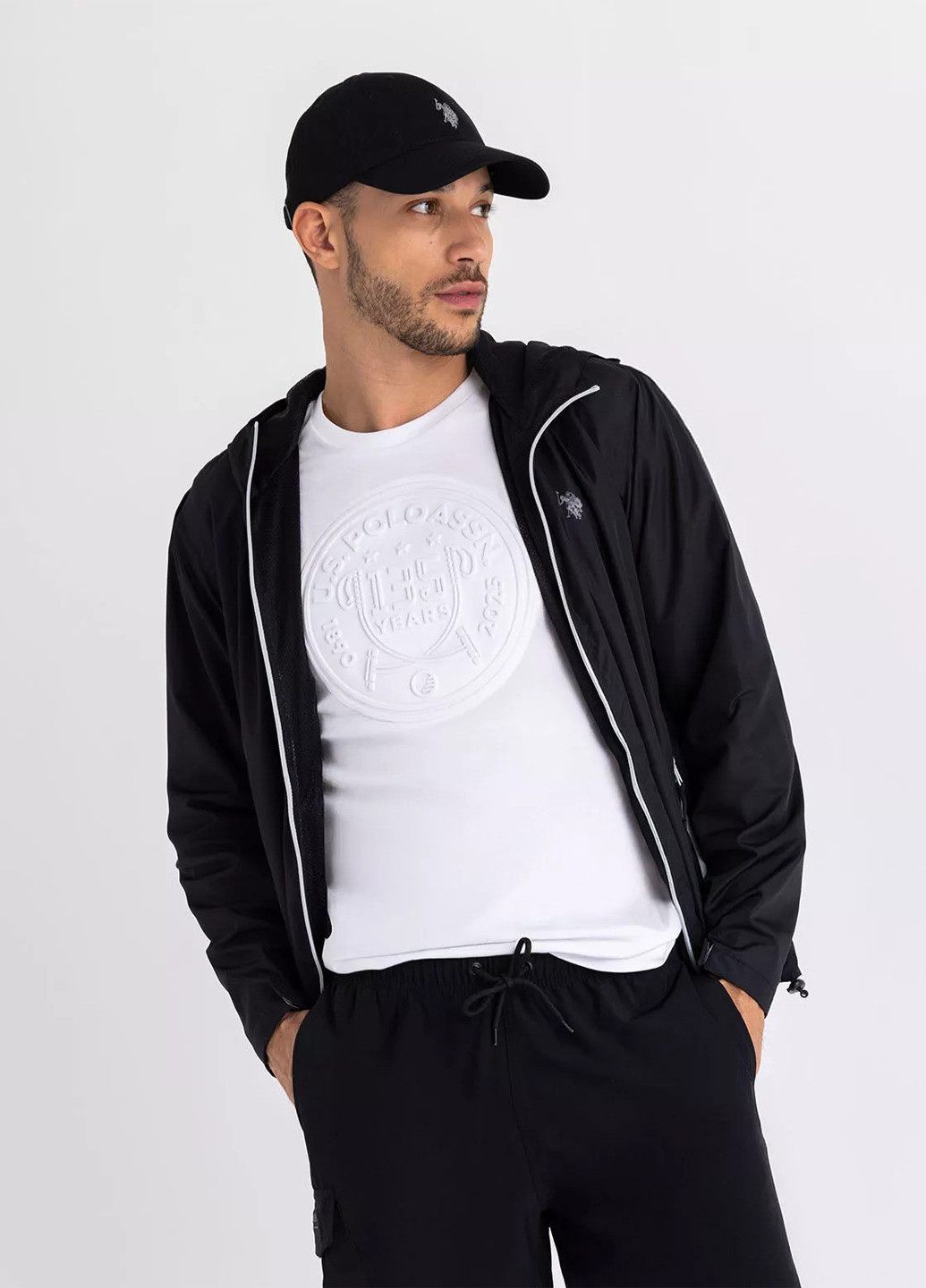 Черная демисезонная ветровка U.S. Polo Assn.
