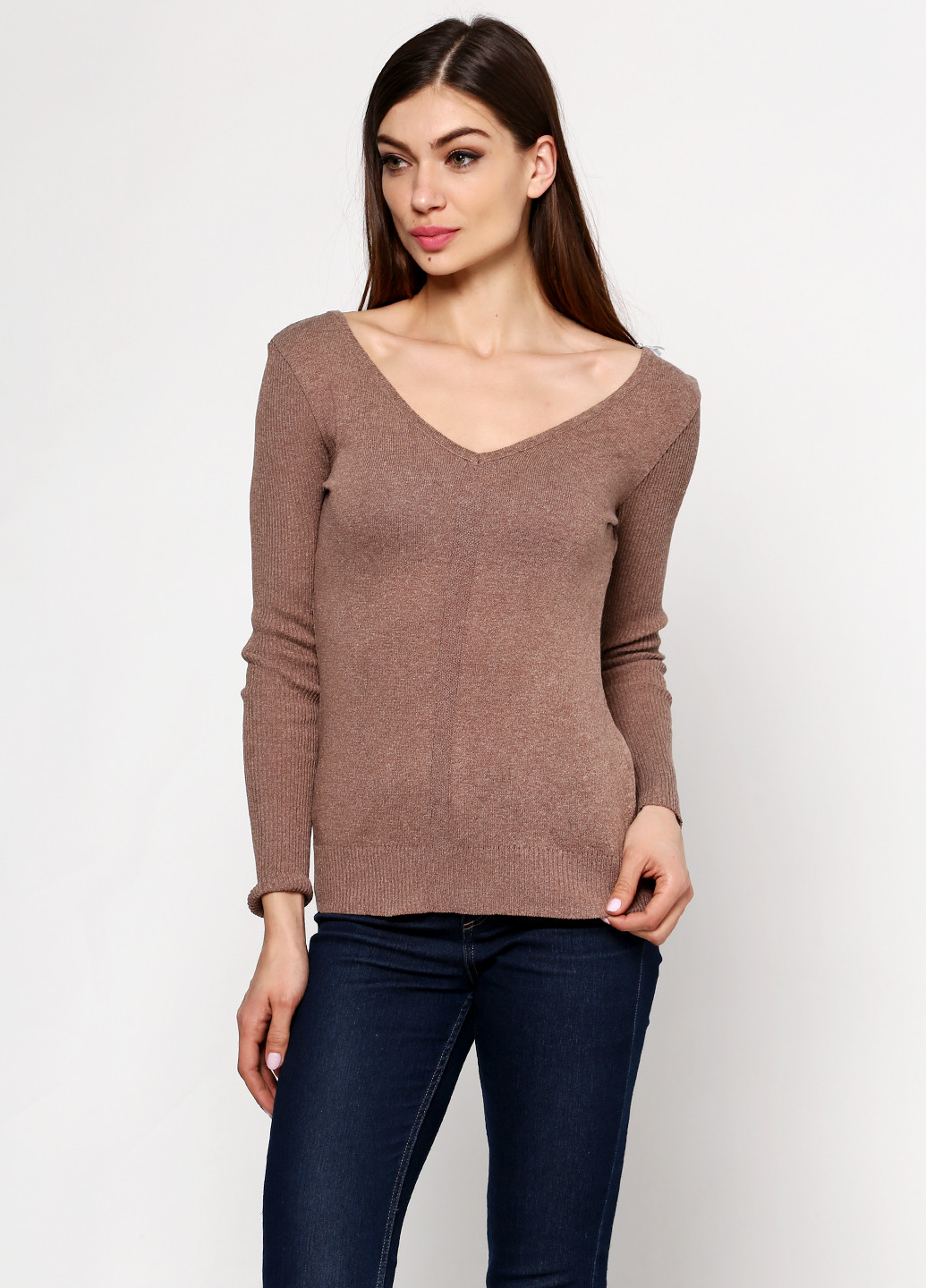 Темно-бежевый демисезонный пуловер пуловер Simple Wear