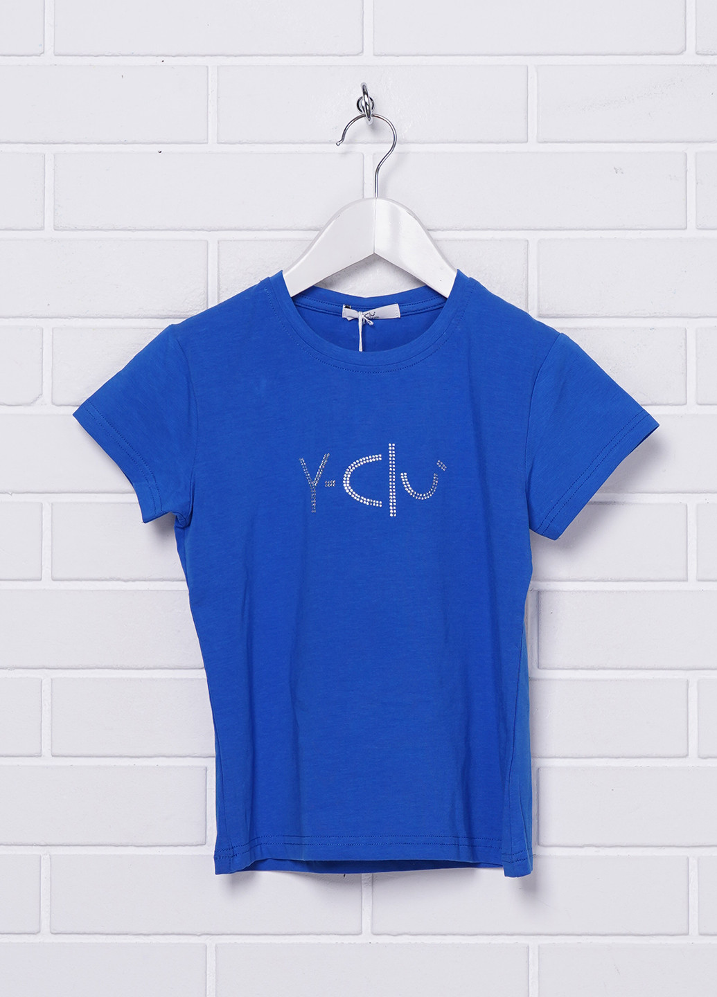 Голубая летняя футболка с коротким рукавом Yclu