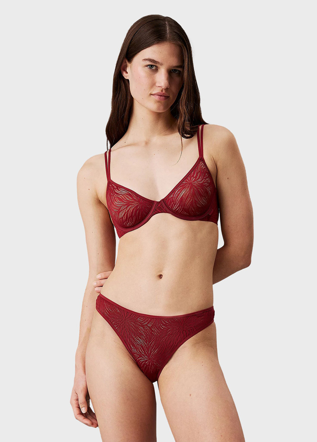 Вишневий бралетт бюстгальтер Calvin Klein з кісточками поліамід