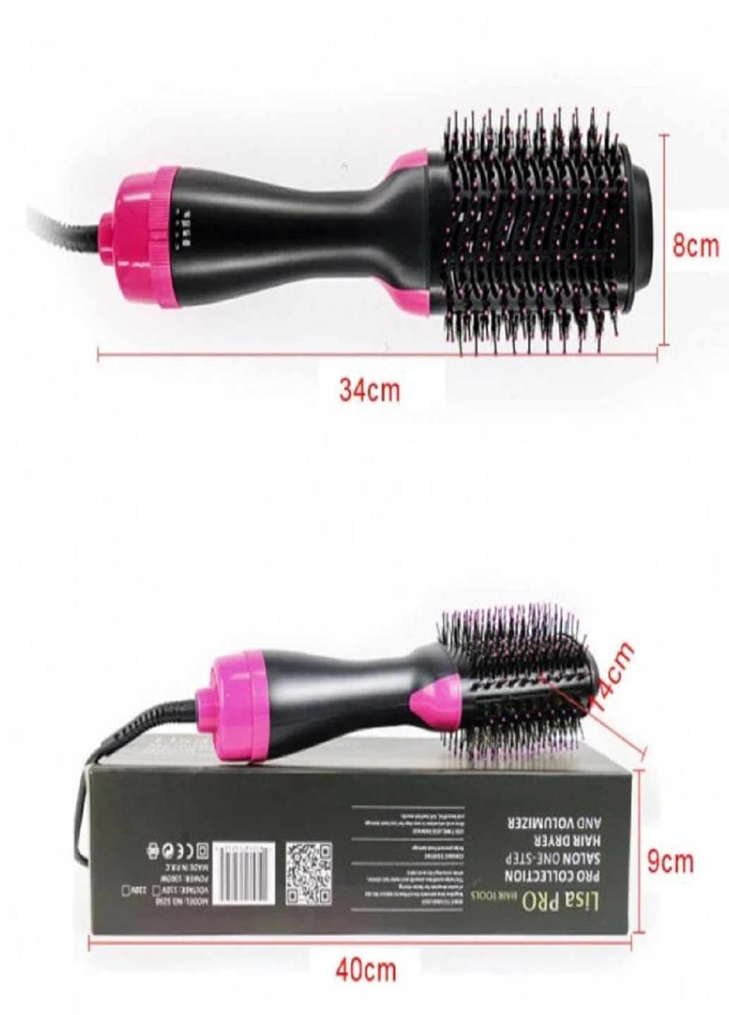 Фен-гребінець 3 в 1 стайлер для укладання волосся браш One Step Blower Brush 1000 Вт Black No Brand (254110723)