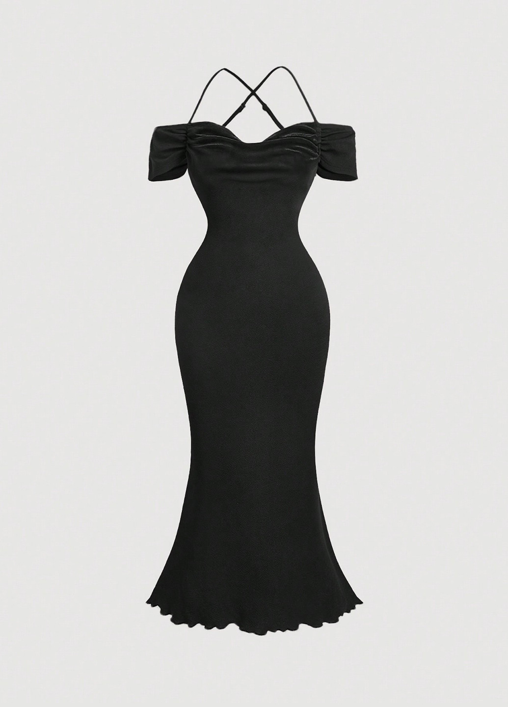 Черное вечернее, праздничный, кэжуал платье а-силуэт, футляр SHEIN однотонное