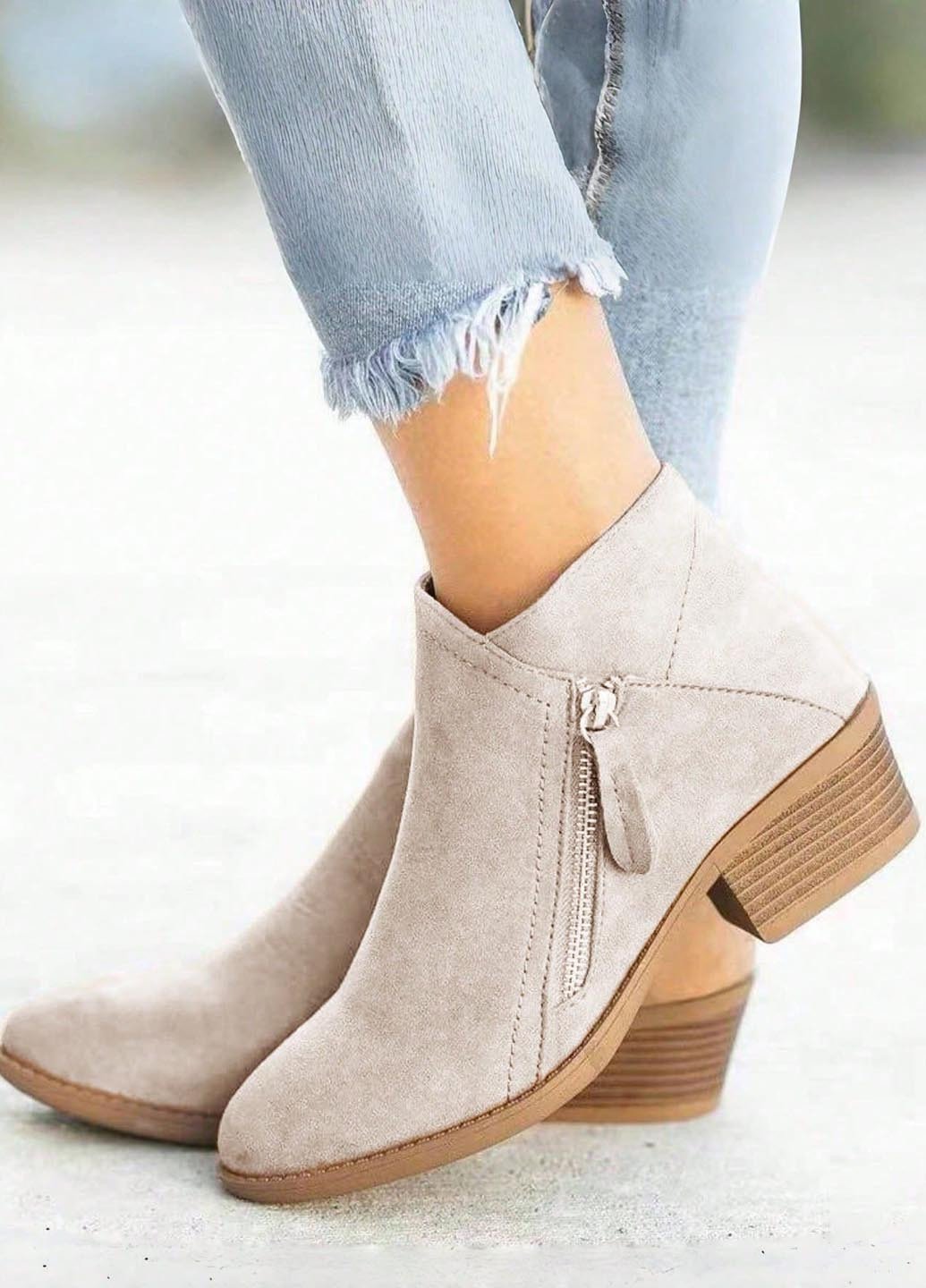 Осенние ботильоны SHEIN без декора из искусственной замши, переработанный полиэстер