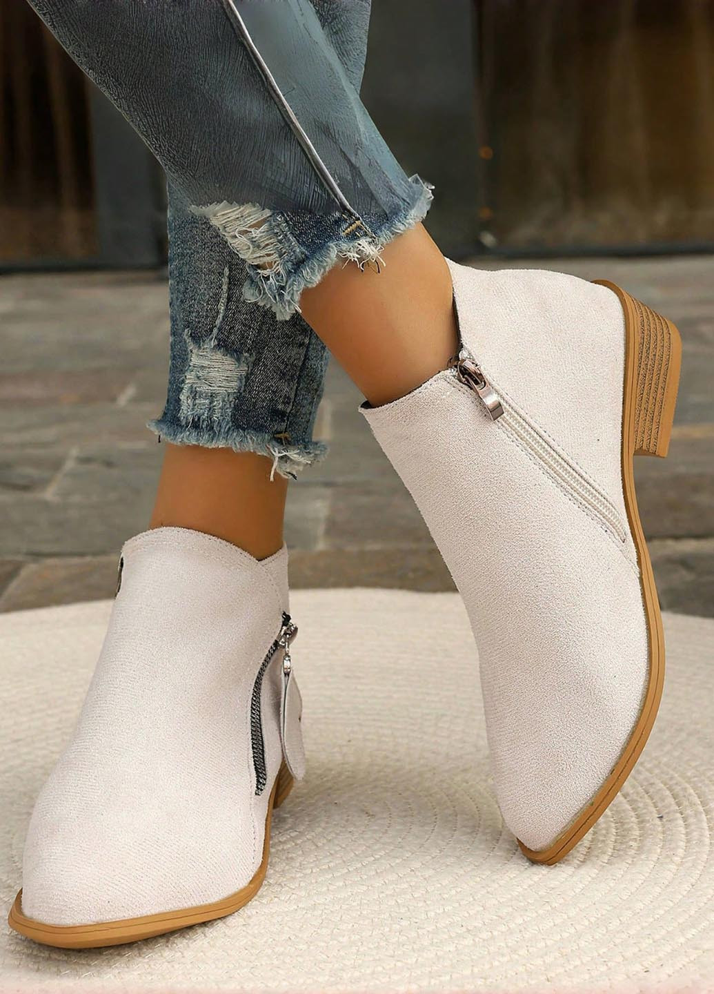 Осенние ботильоны SHEIN без декора из искусственной замши, переработанный полиэстер