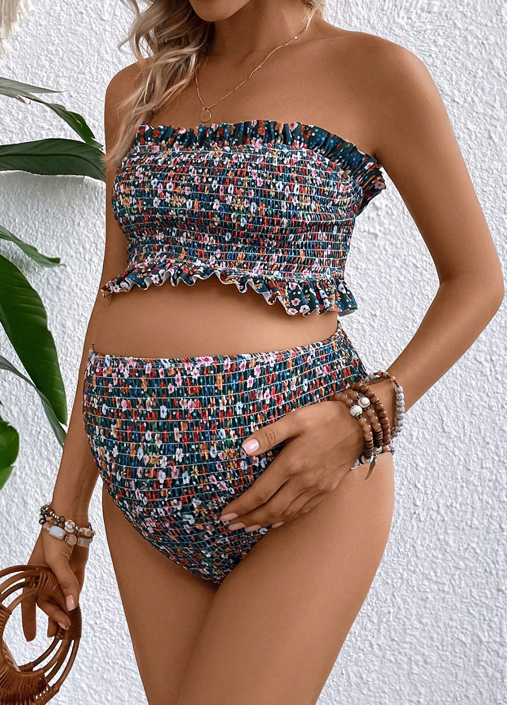 Комбинированный летний купальник для беременных (лиф, трусики) раздельный SHEIN