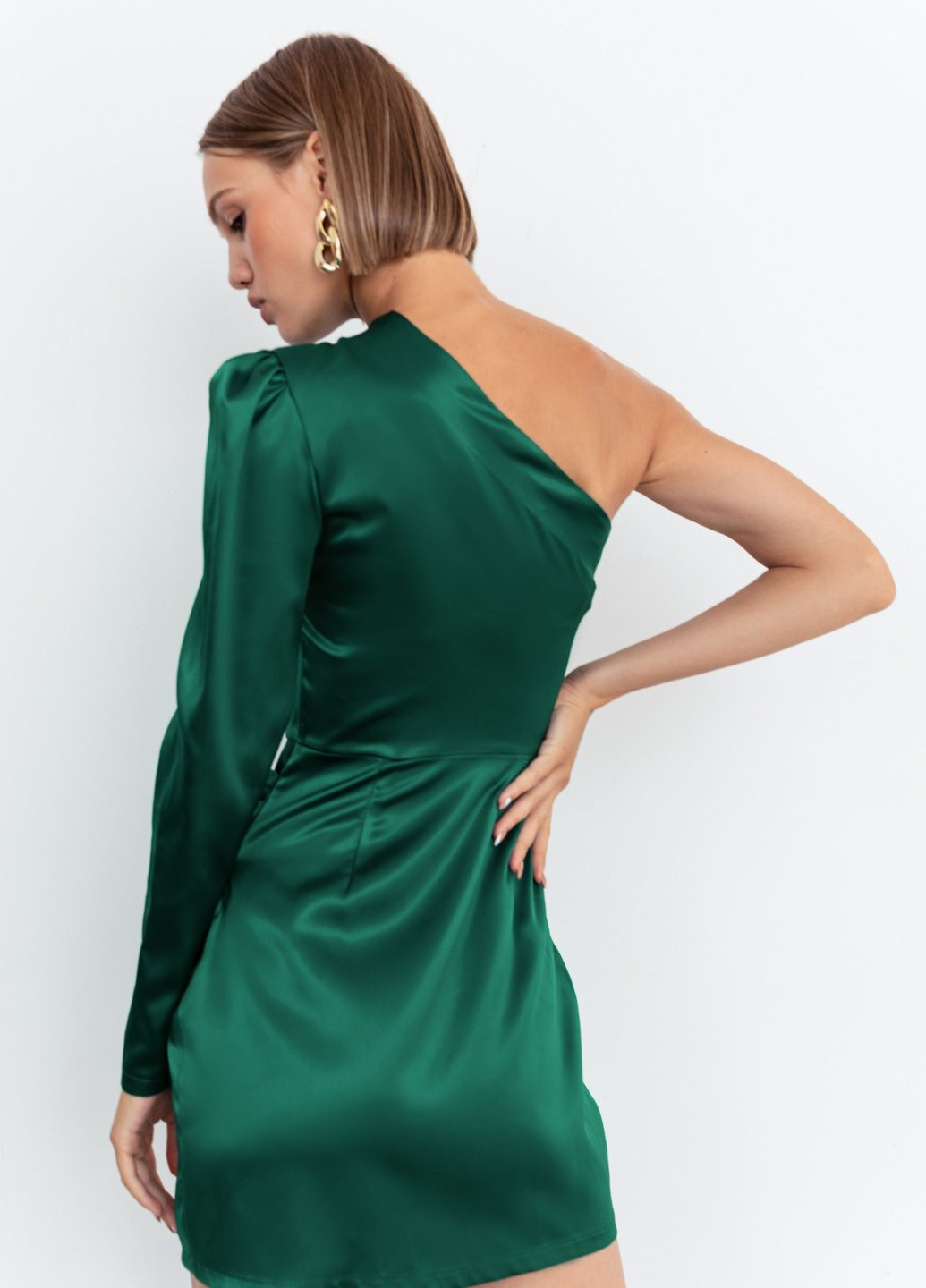 Зелена коктейльна коротке плаття зеленого кольору Gepur однотонна