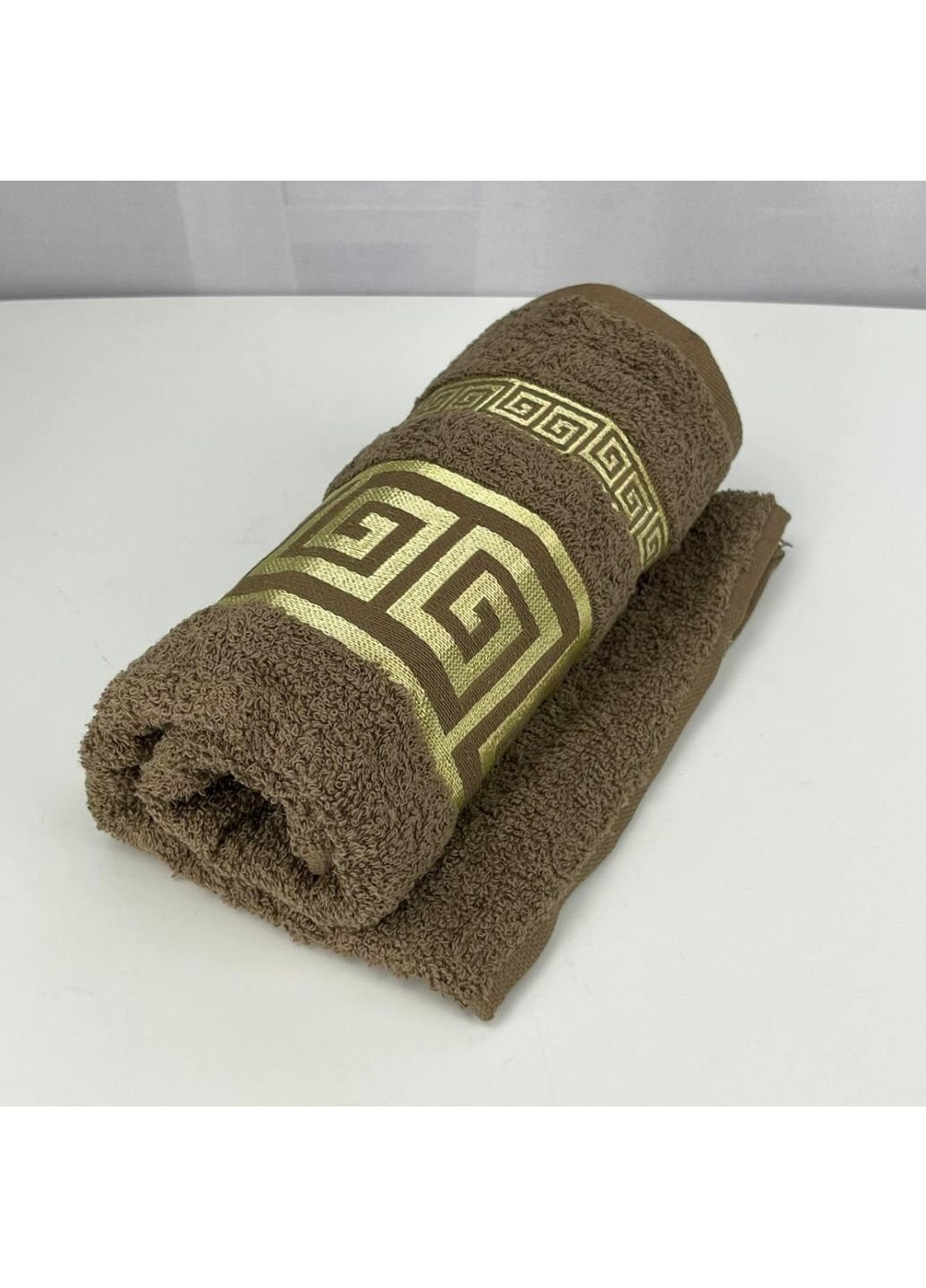 No Brand полотенце для лица махровое febo vip cotton grek турция 6387 коричневое 50х90 см комбинированный производство - Украина