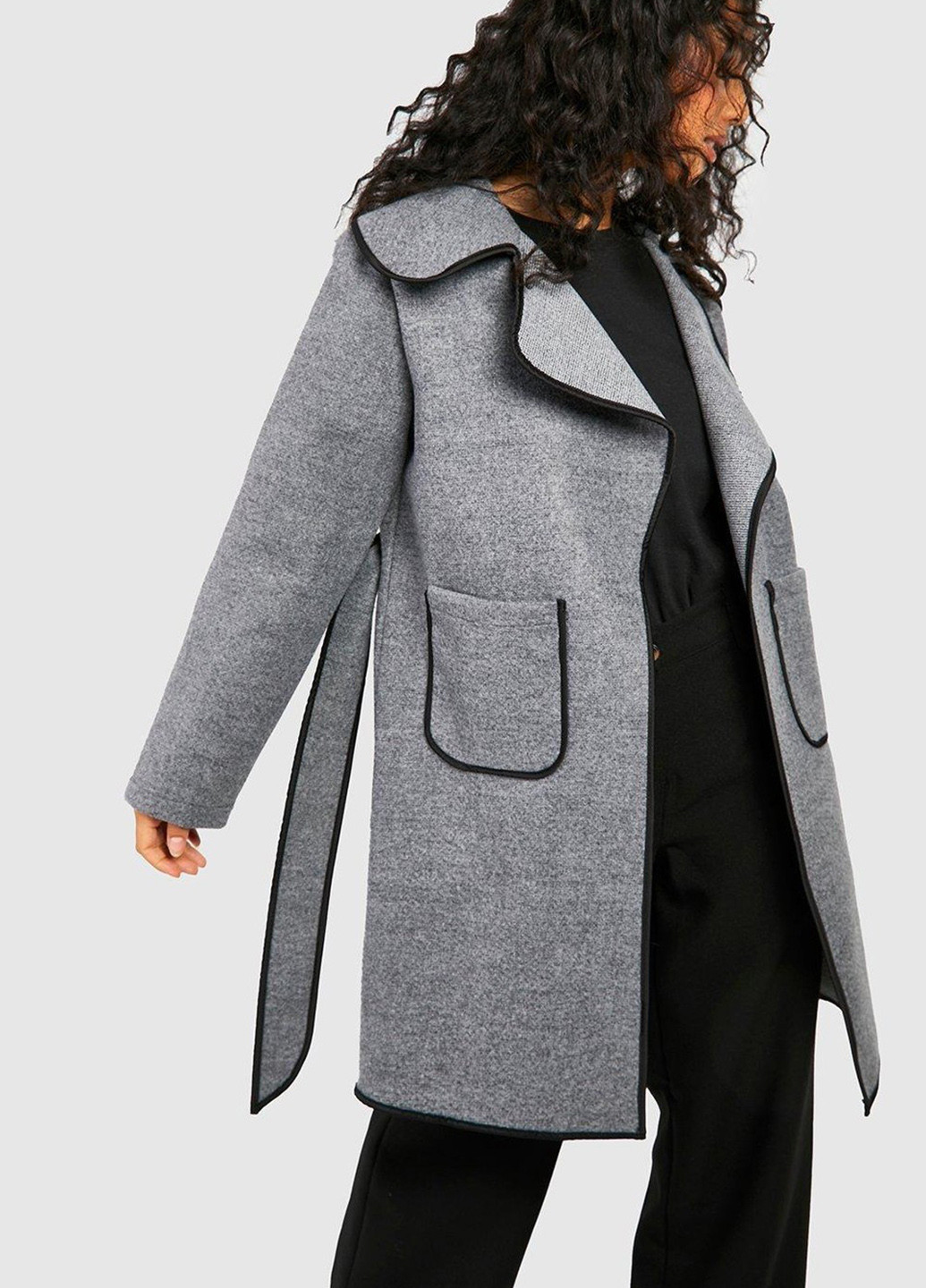 Серое демисезонное Пальто Boohoo