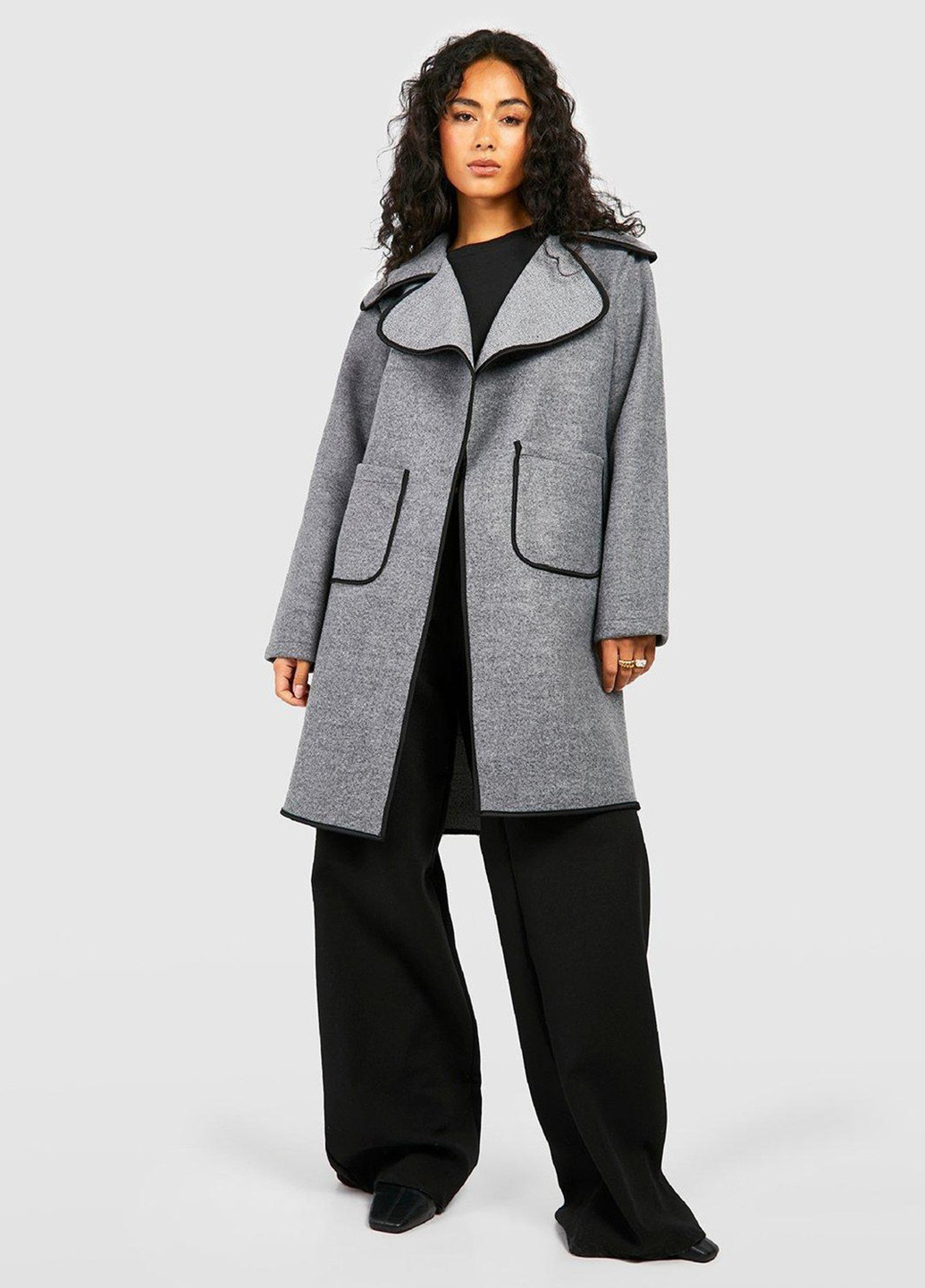 Серое демисезонное Пальто Boohoo