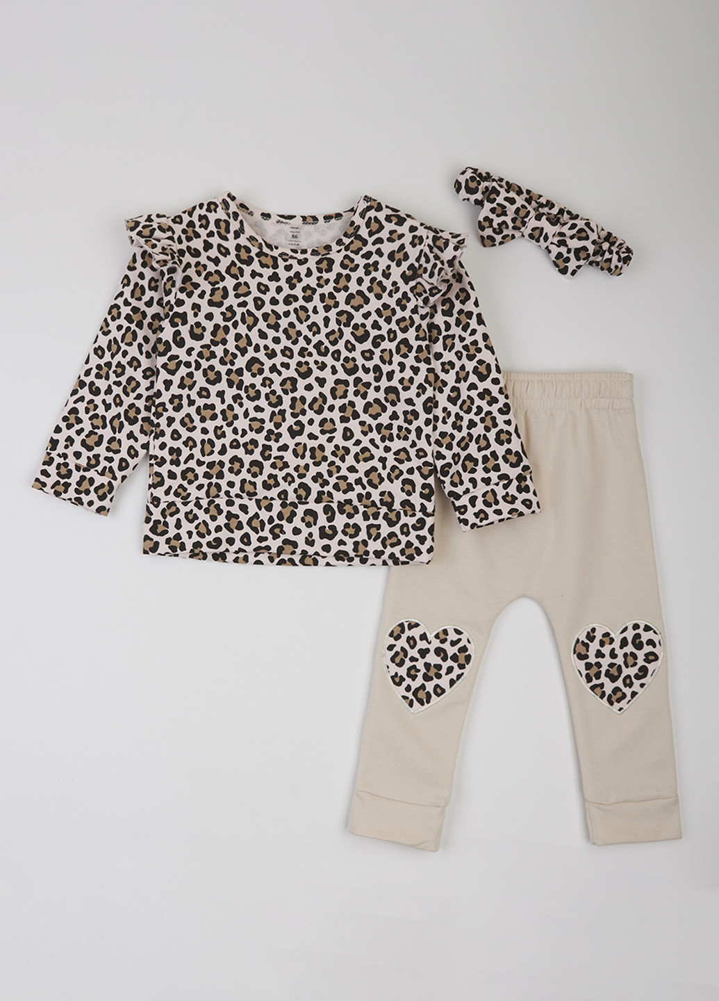 Світло-бежевий демісезонний комплект (світшот, штани, пов'язка) dexter's