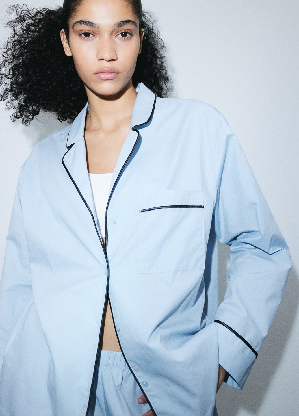 Голубой домашний рубашка однотонная H&M