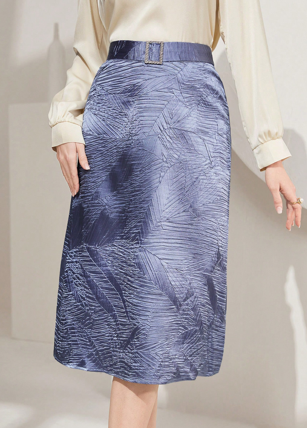 Лиловая вечерний, кэжуал однотонная юбка SHEIN а-силуэта (трапеция)