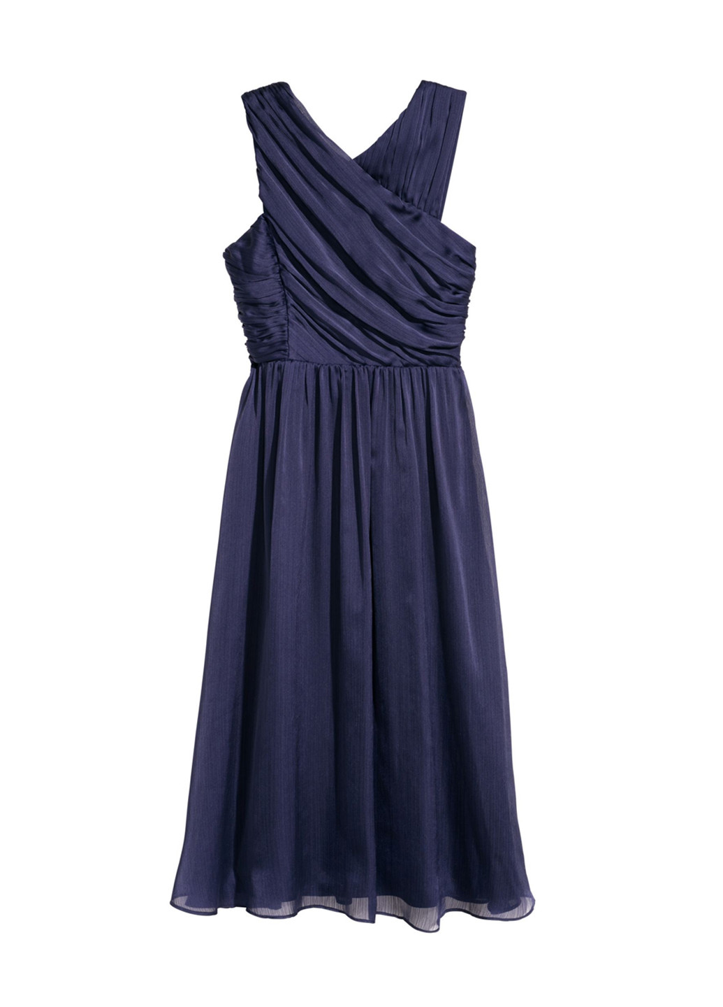 Темно-синее вечернее платье на запах H&M однотонное