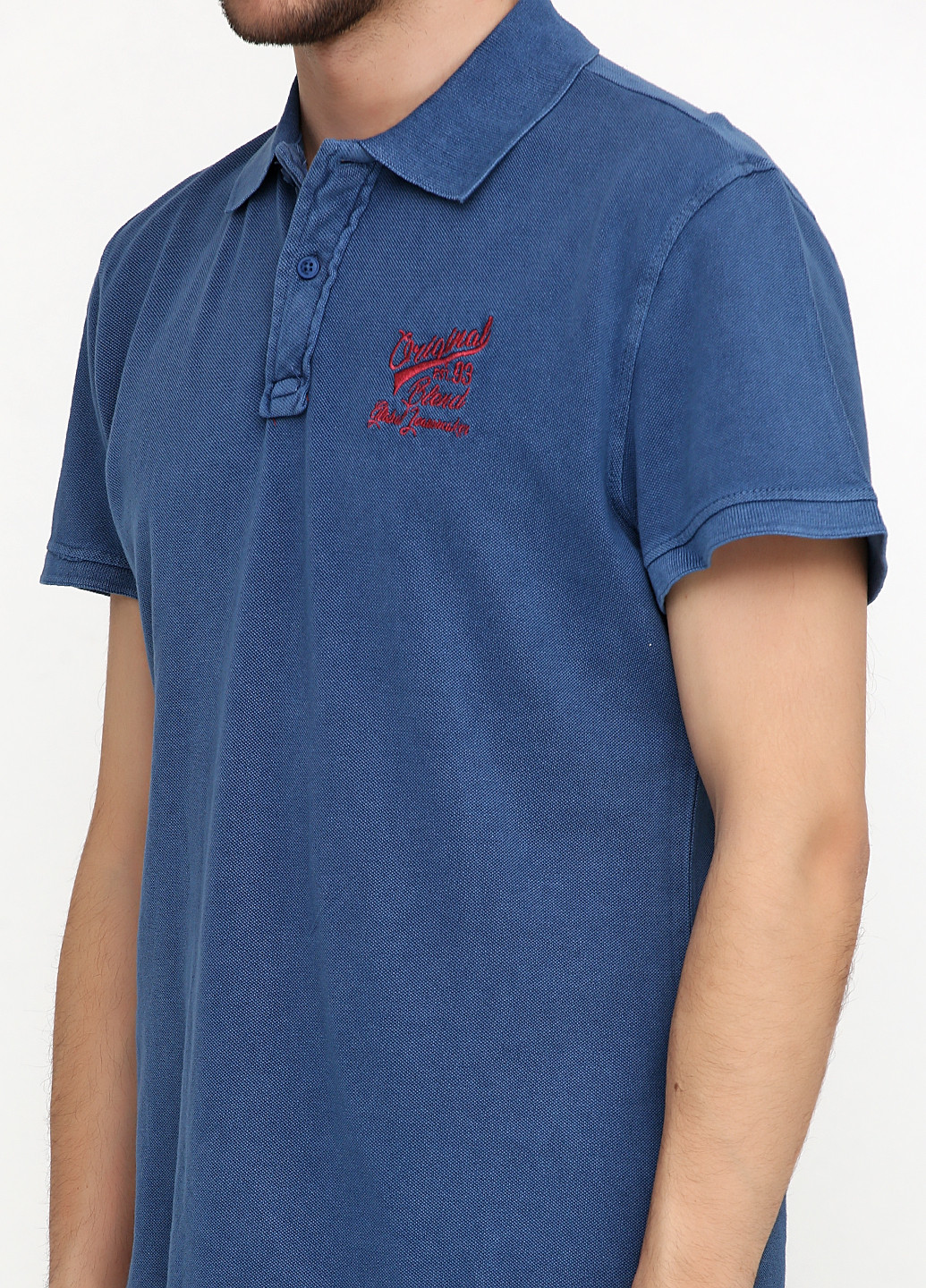 Синяя футболка-поло для мужчин Blend с надписью