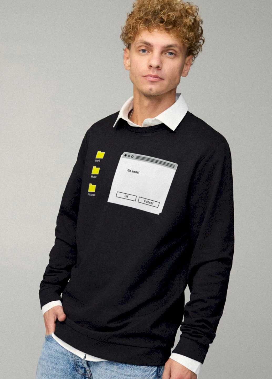Черный свитшот мужской oversize /no flis/ YAPPI рисунок (251424182)