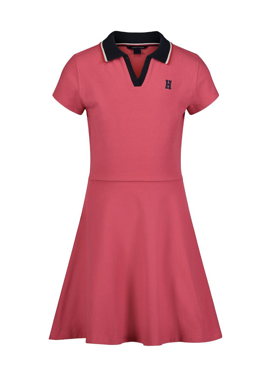 Розовое кэжуал платье поло, клеш Tommy Hilfiger однотонное