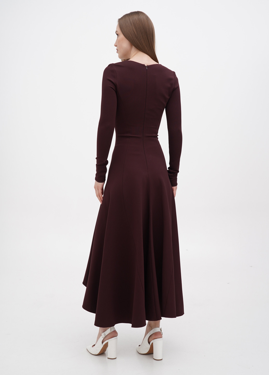 Темно-бордовое кэжуал платье клеш Ralph Lauren однотонное