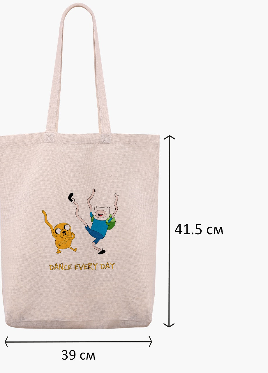 Эко сумка шоппер белая Финн и Джейк пес Время Приключений (Adventure Time) (9227-1580-WTD) экосумка шопер 41*39*8 см MobiPrint (216642102)