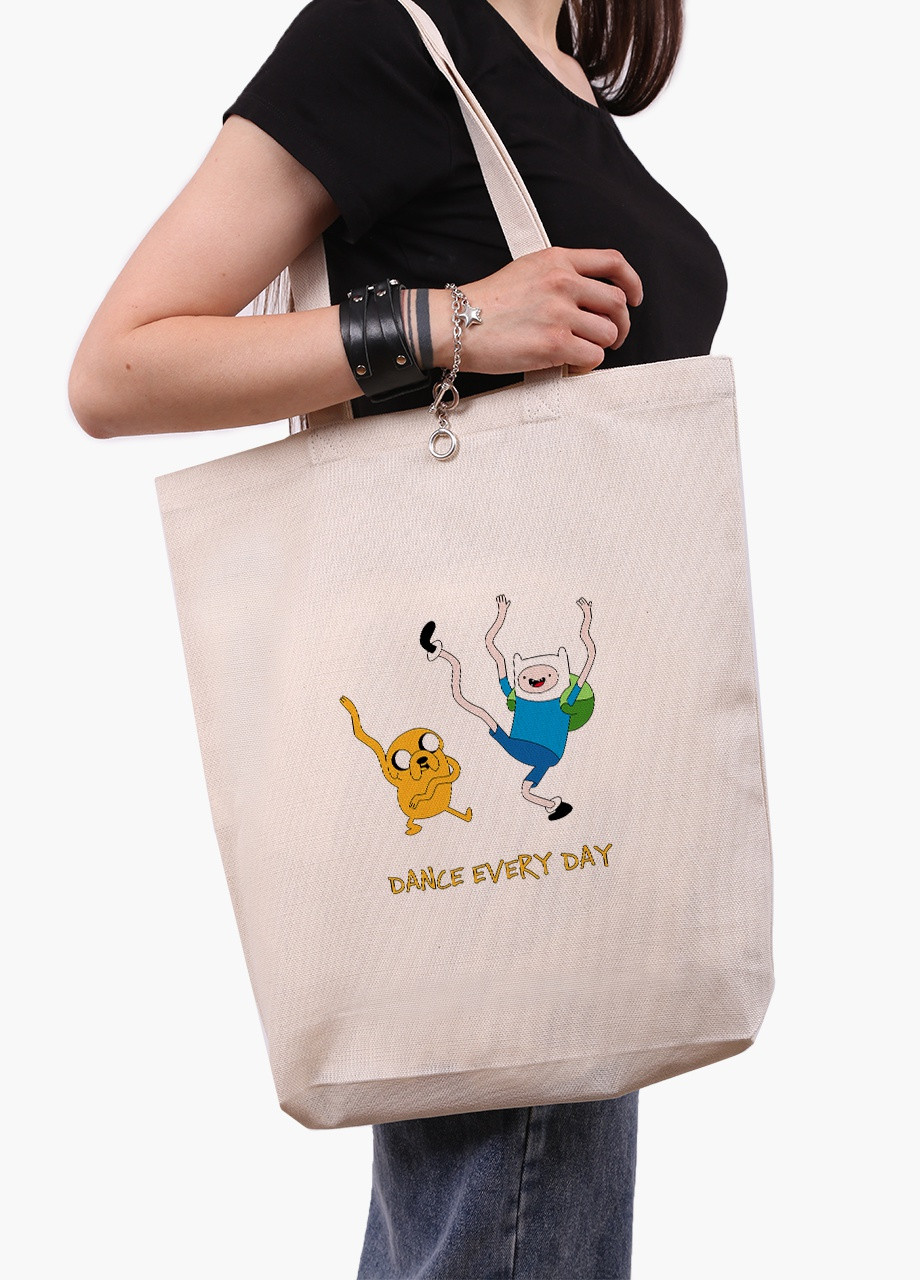 Эко сумка шоппер белая Финн и Джейк пес Время Приключений (Adventure Time) (9227-1580-WTD) экосумка шопер 41*39*8 см MobiPrint (216642102)