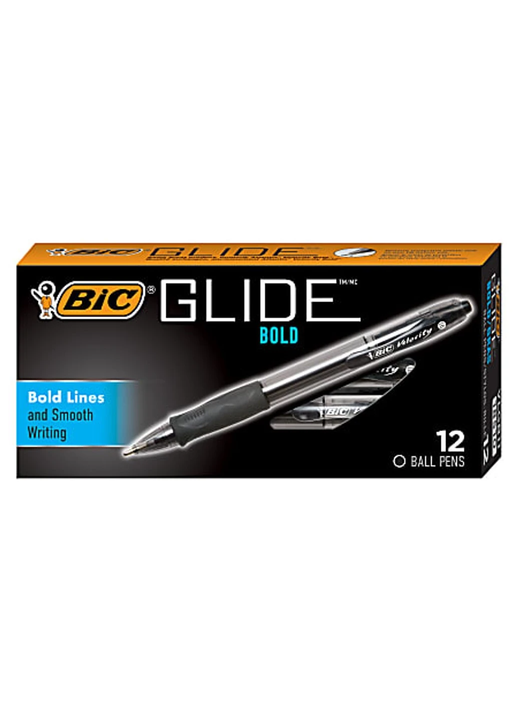 Набір кулькових ручок 12 шт. автоматичних Atlantis Velocity Bold, 1,6 мм Чорна (VLGB11-Blk) Bic (255254772)