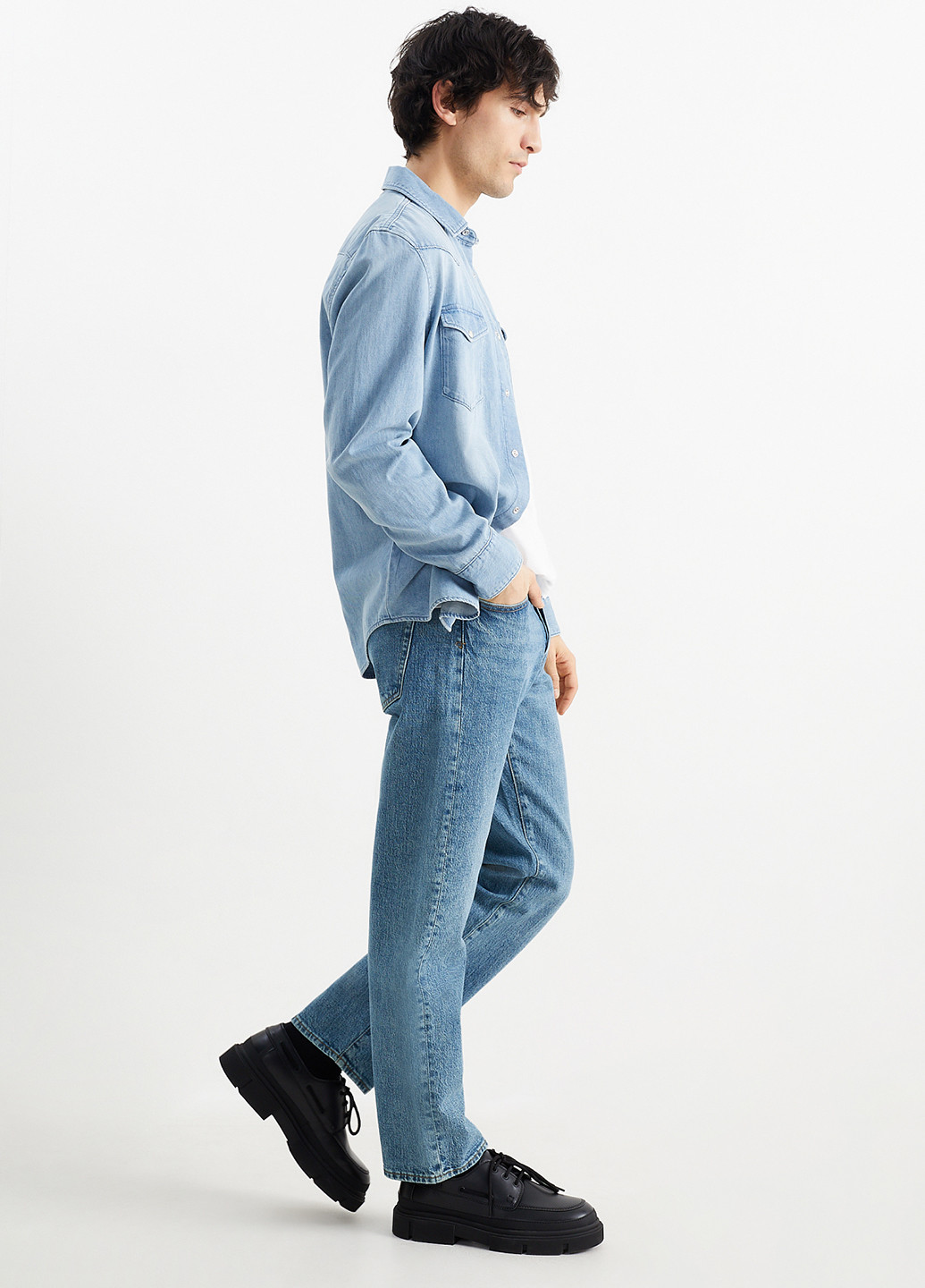 Синие демисезонные прямые джинсы C&A