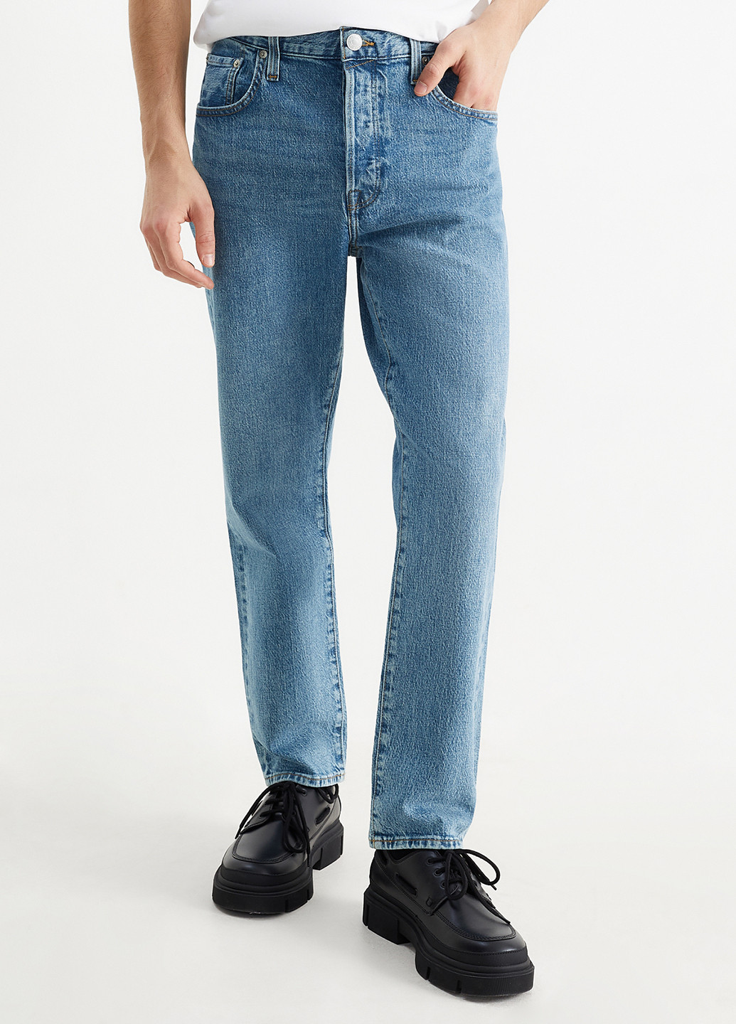 Синие демисезонные прямые джинсы C&A