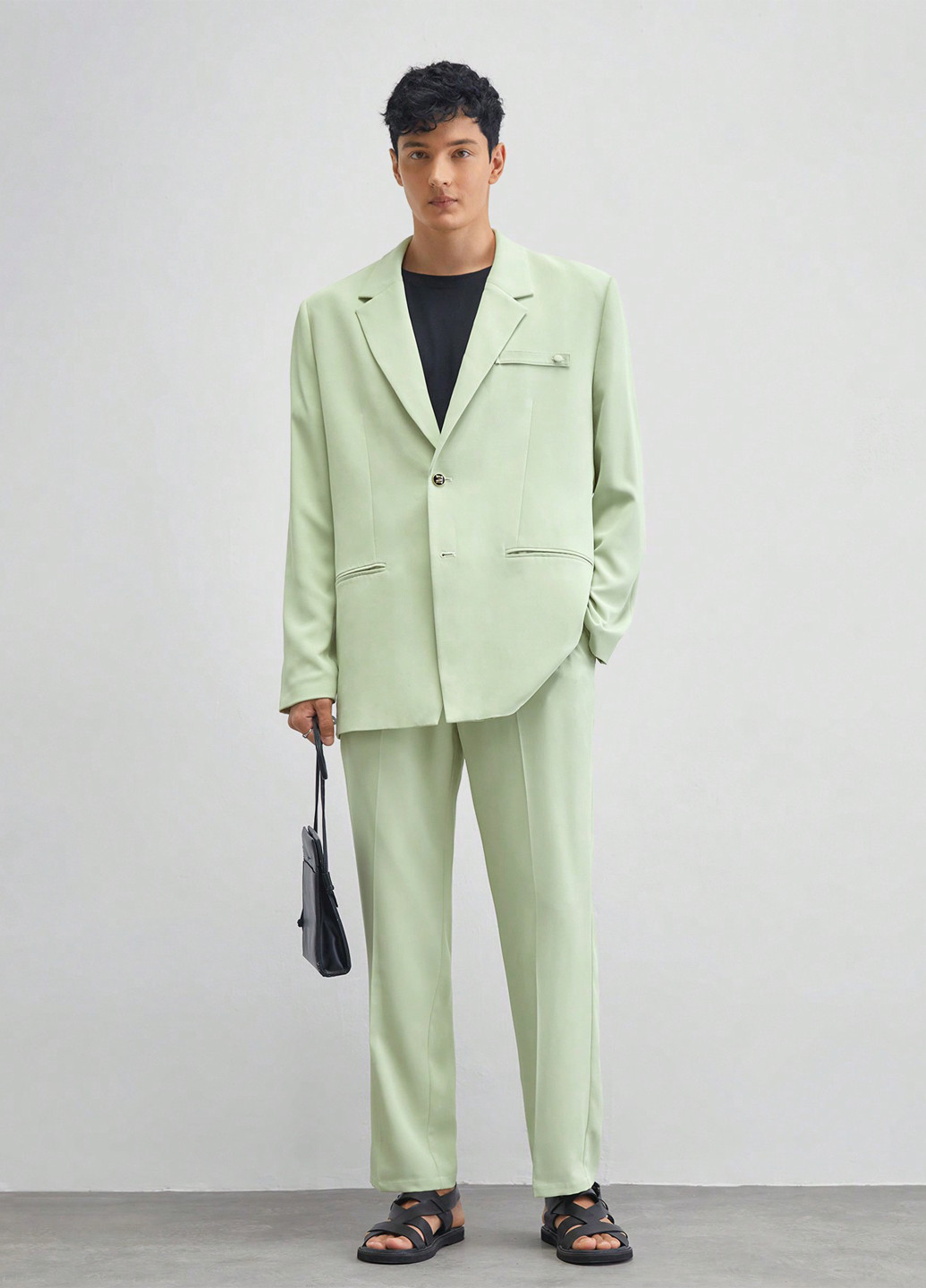 Фисташковый демисезонный костюм (пиджак, брюки) брючный SHEIN