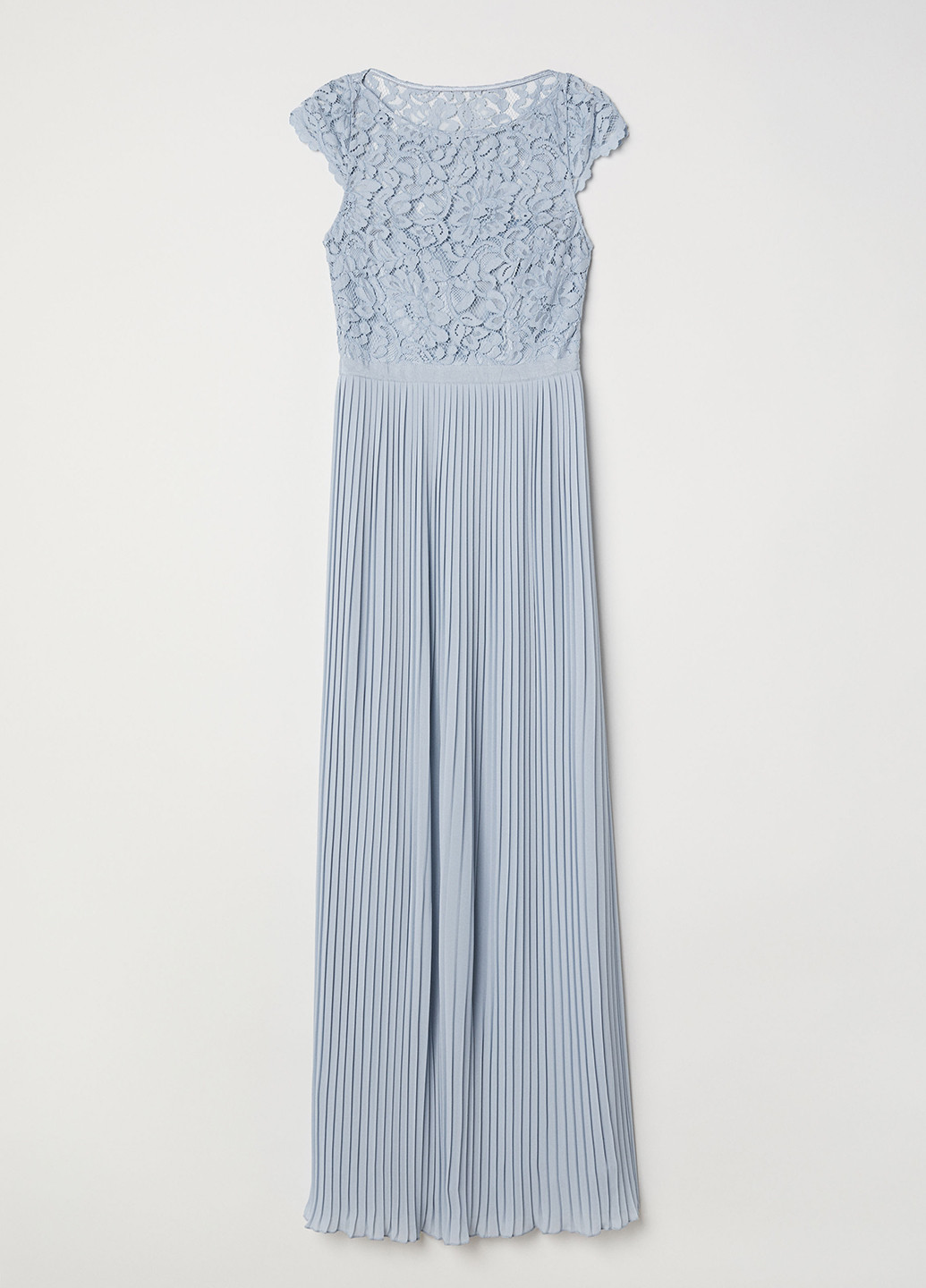 Голубое вечернее платье плиссированное, клеш H&M однотонное